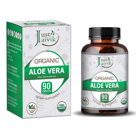 Just Jaivik Aloe Vera 750 mg tablettes bio devant l'emballage