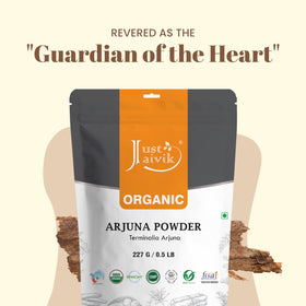 Just Jaivik Poudre d'Écorce d'Arjuna 227g détail de la poudre