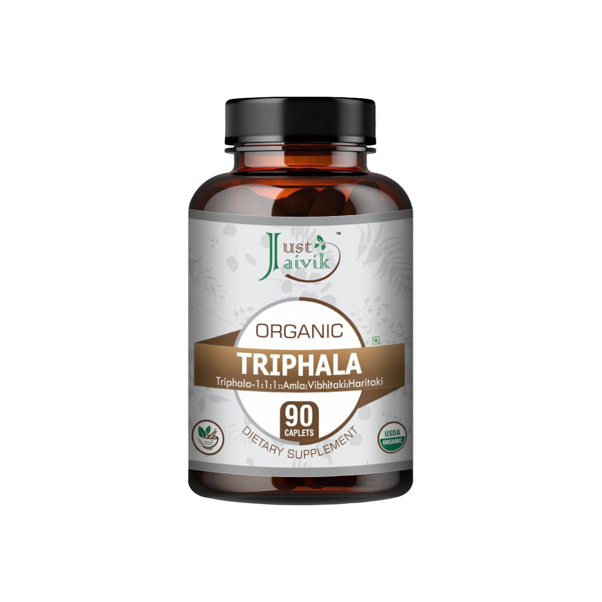 Just Jaivik Triphala 750 mg comprimés bio, vue de face