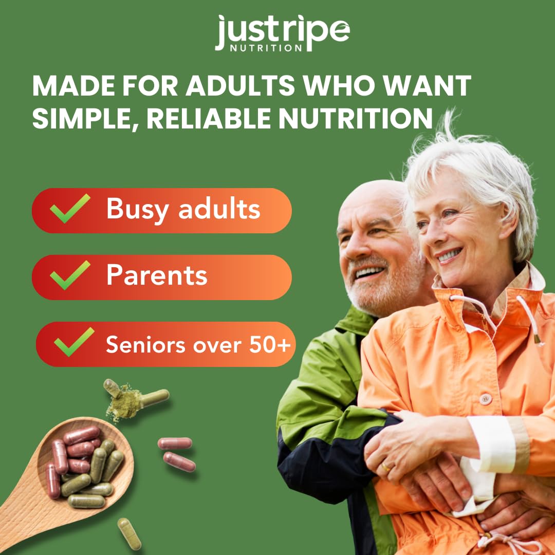 Just Ripe Nutrition Compléments Alimentaires Fruits et Légumes - flacon sur une table en bois