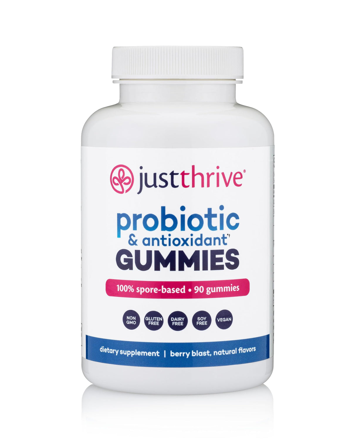 Just Thrive gummies probiotiques pour enfants et adultes, emballage avant