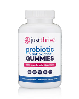 Just Thrive gummies probiotiques pour enfants et adultes, emballage avant