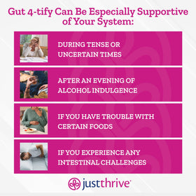 Just Thrive Gut 4-tify complément alimentaire 109g sur une table