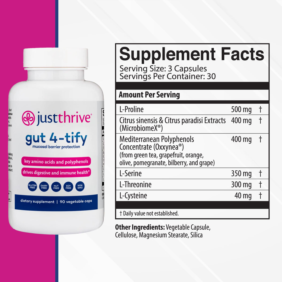 Just Thrive Gut 4-tify complément alimentaire 109g vue arrière
