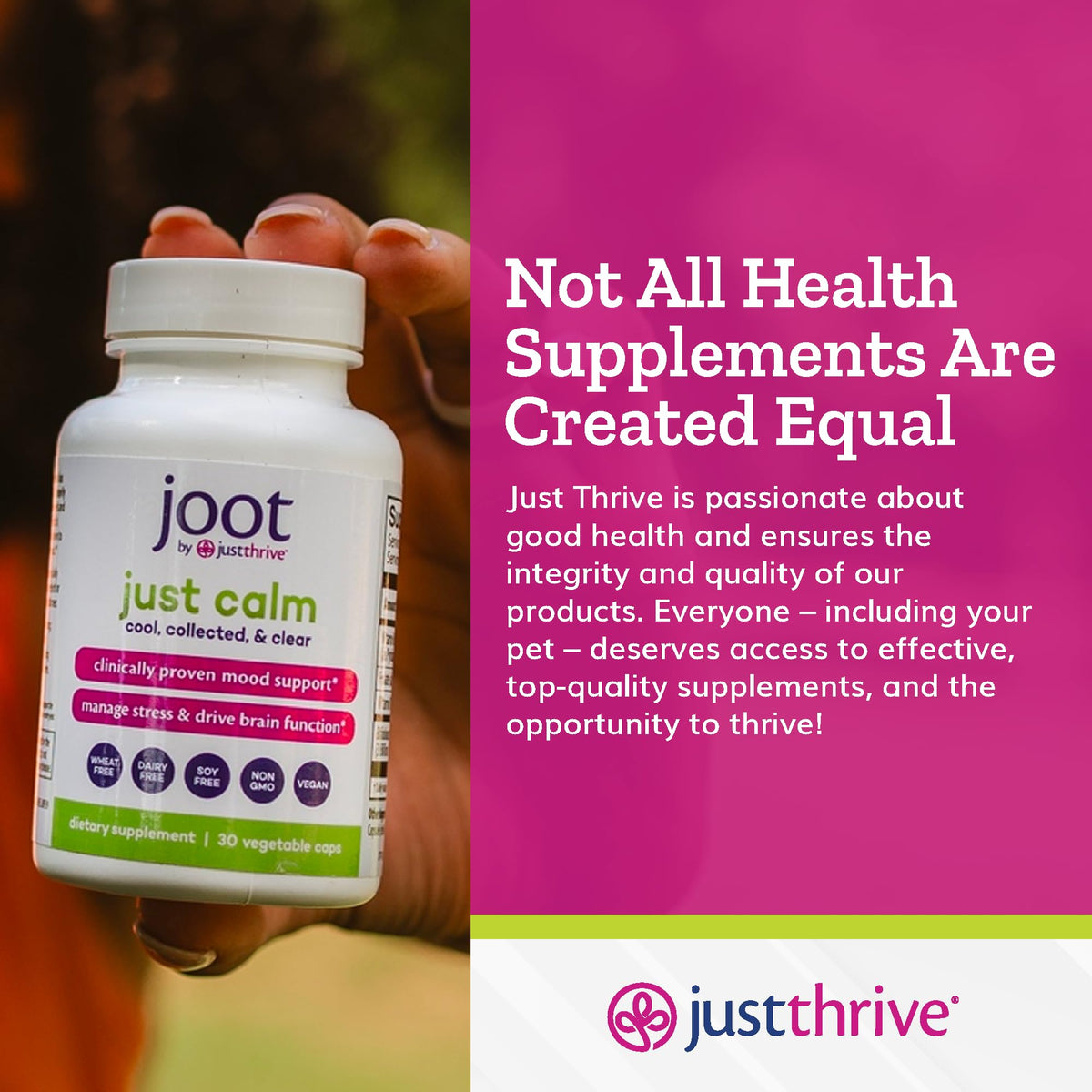 Just Thrive Just Calm 41g en usage quotidien sur une table
