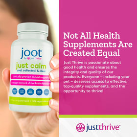 Just Thrive Just Calm, présentation du produit avec des ingrédients naturels