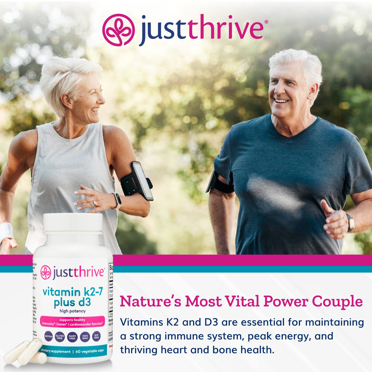 Just Thrive K2-7 Plus D3 complément alimentaire 200 mcg côté