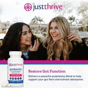 Just Thrive Probiotic 100% Spore-Based 41g capsules sur une surface