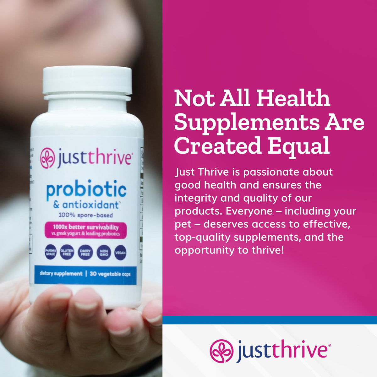 Just Thrive Probiotic 100% Spore-Based 41g en mode de vie actif