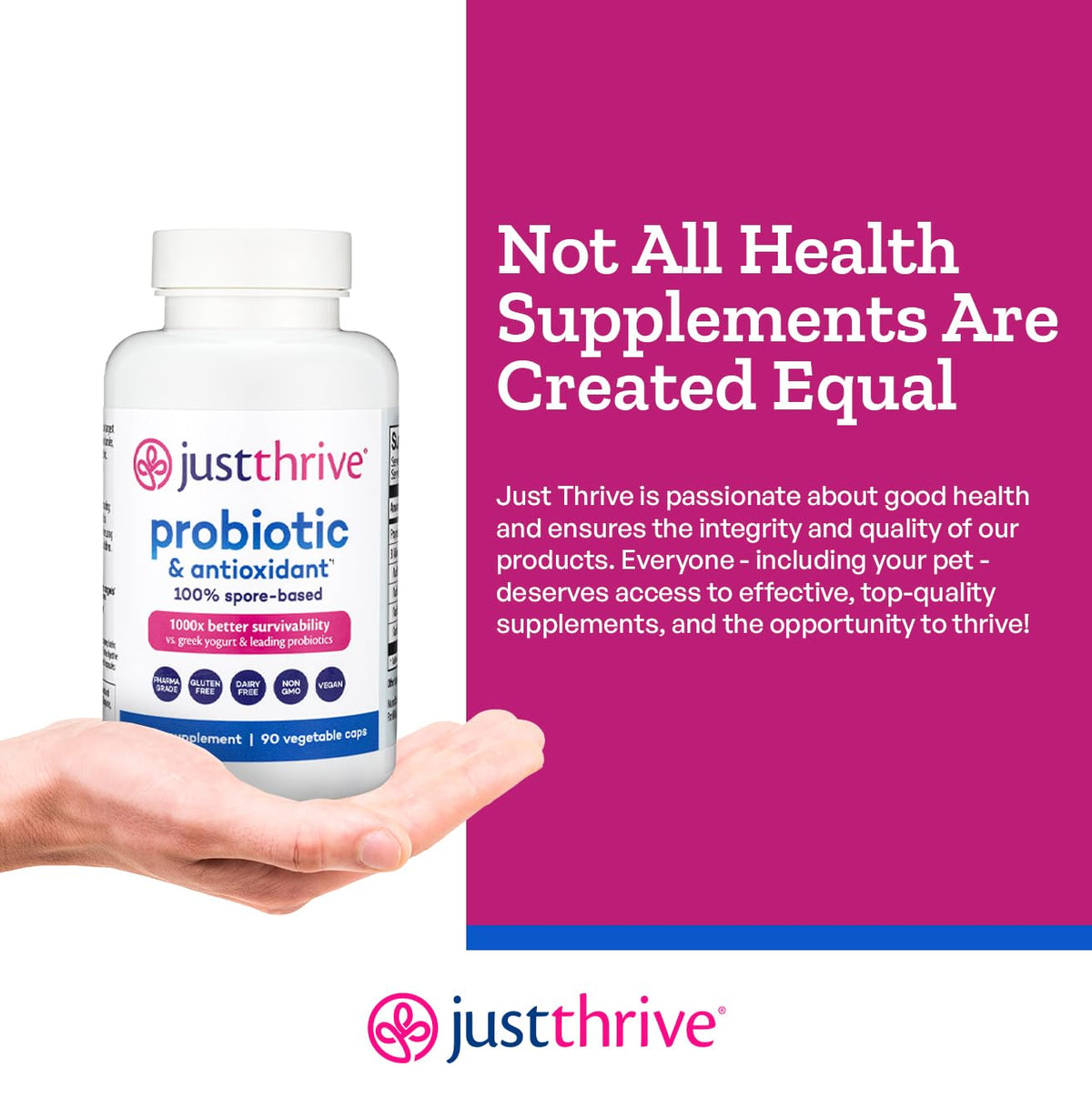 Just Thrive Probiotique 100% à Base de Spores, étiquette et ingrédients