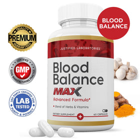 Justified Laboratories Blood Balance Max 60 gélules, vue arrière de l'emballage
