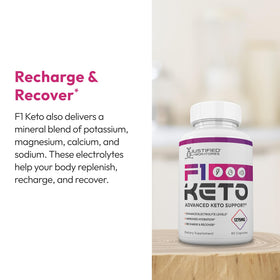 Justified Laboratories F1 Keto capsules avec verre d'eau