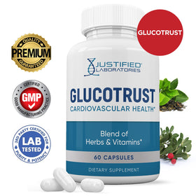Justified Laboratories Glucotrust Complément Alimentaire 688 MG, capsules sur une surface