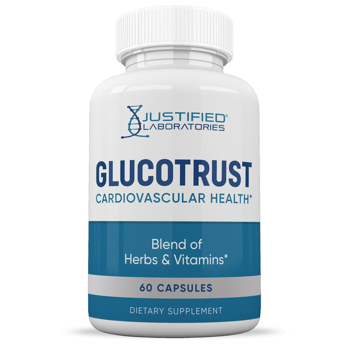 Justified Laboratories Glucotrust Complément Alimentaire 688 MG, vue arrière de la boîte