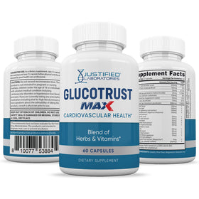 Justified Laboratories Glucotrust Max 1295MG étiquette détaillée