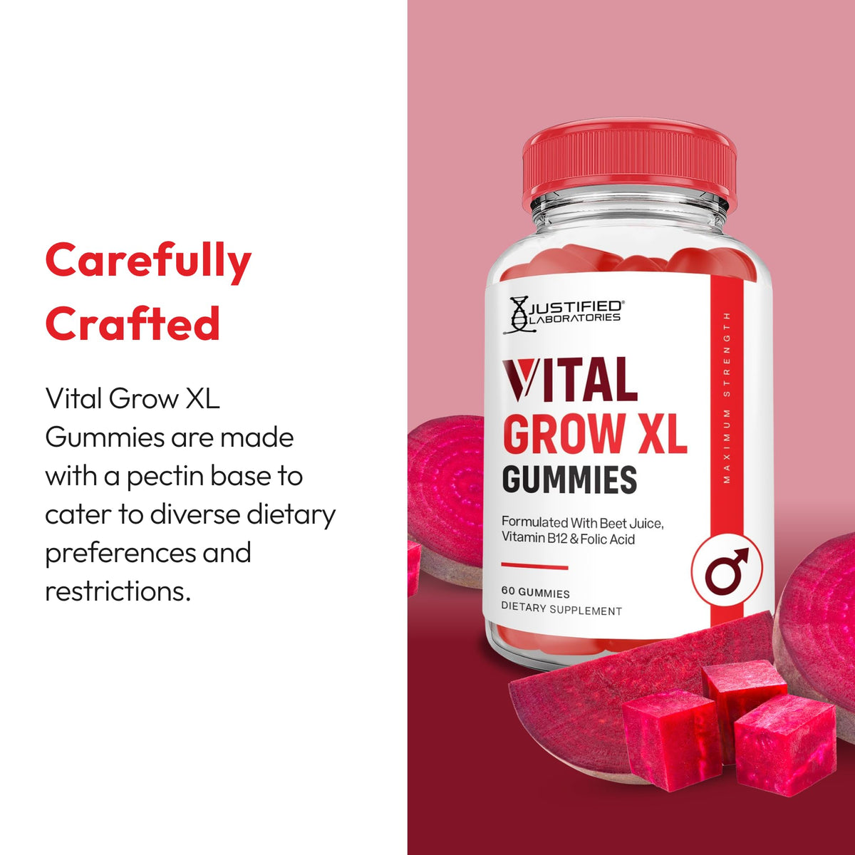 Justified Laboratories Vital Grow XL Gummies 1000 mg gélules ouvertes
