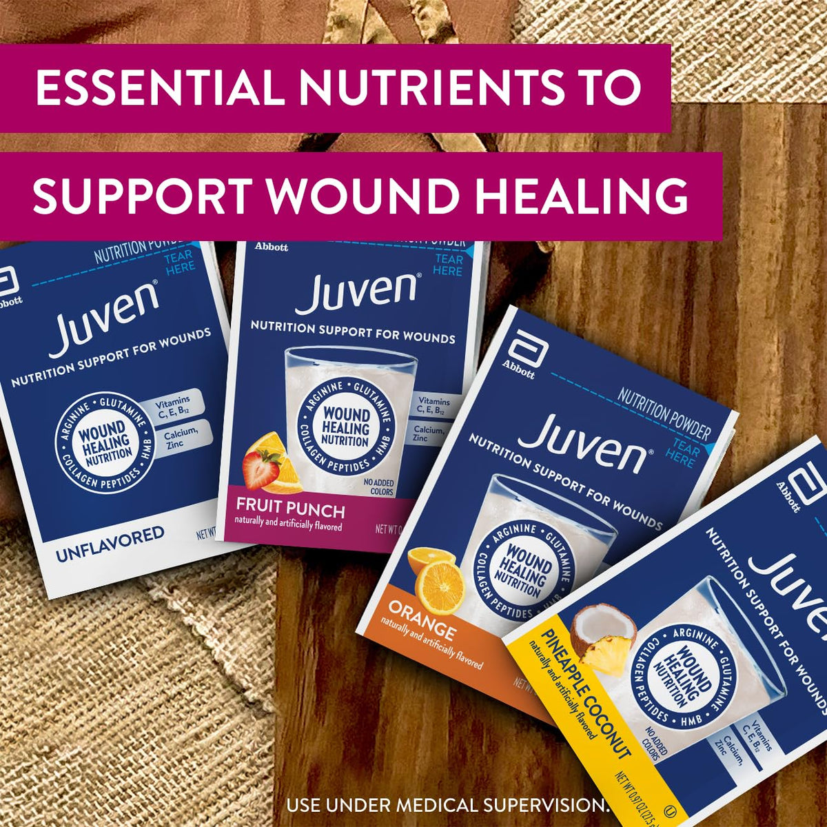 Juven sachets avec ingrédients nutritionnels clés