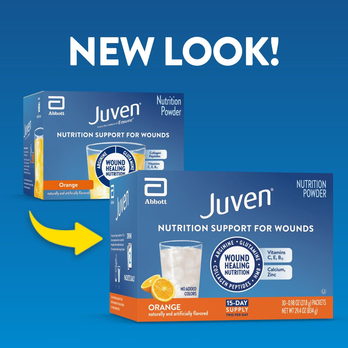 Juven sachets orange sur fond blanc