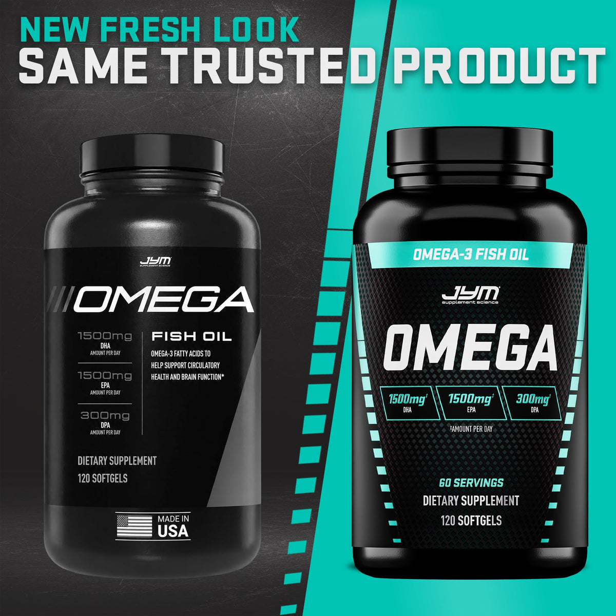 JYM Omega JYM capsules avec étiquette détaillée