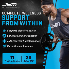 JYM ProBio boîte avec 30 capsules de probiotiques