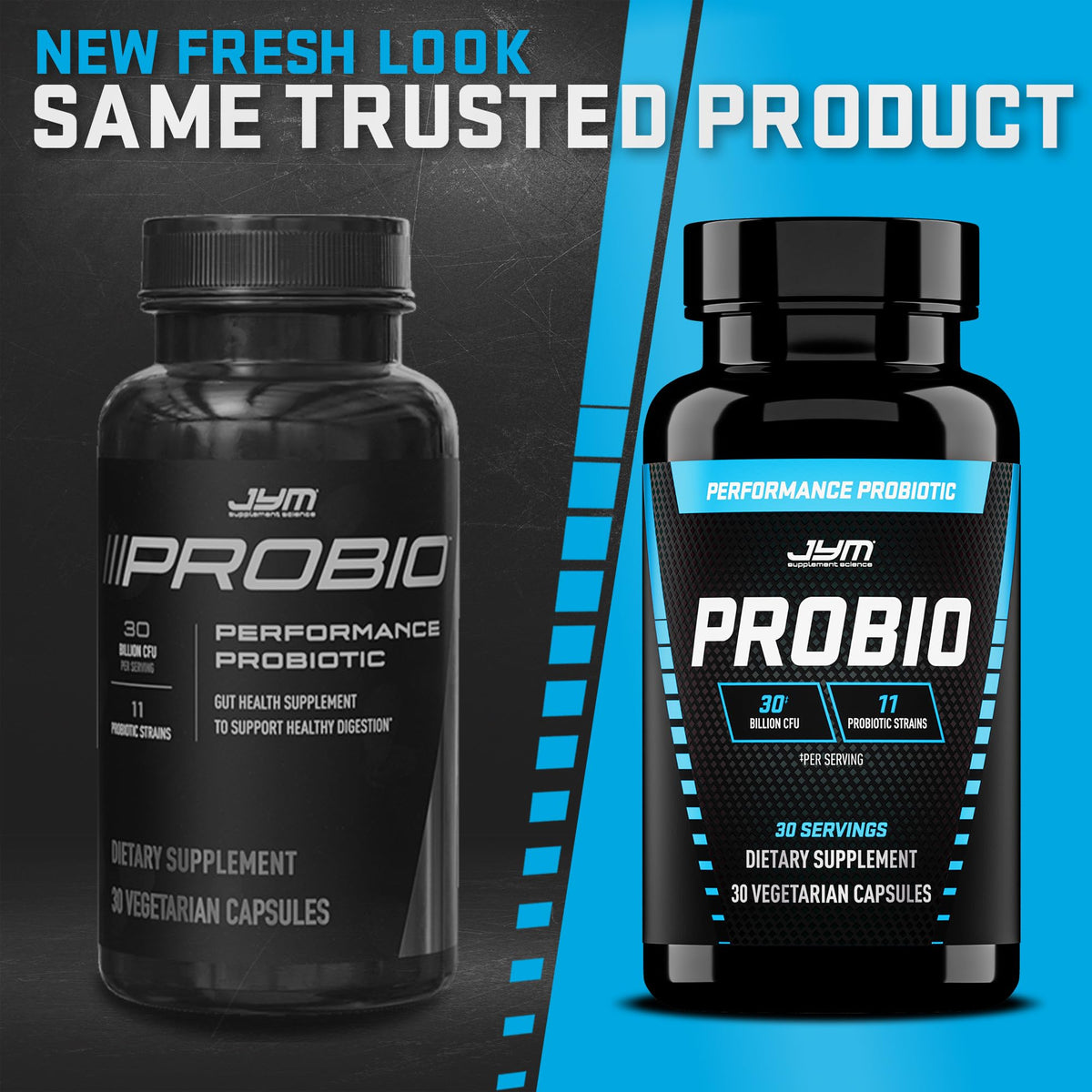 JYM ProBio capsules végétariennes sur fond blanc