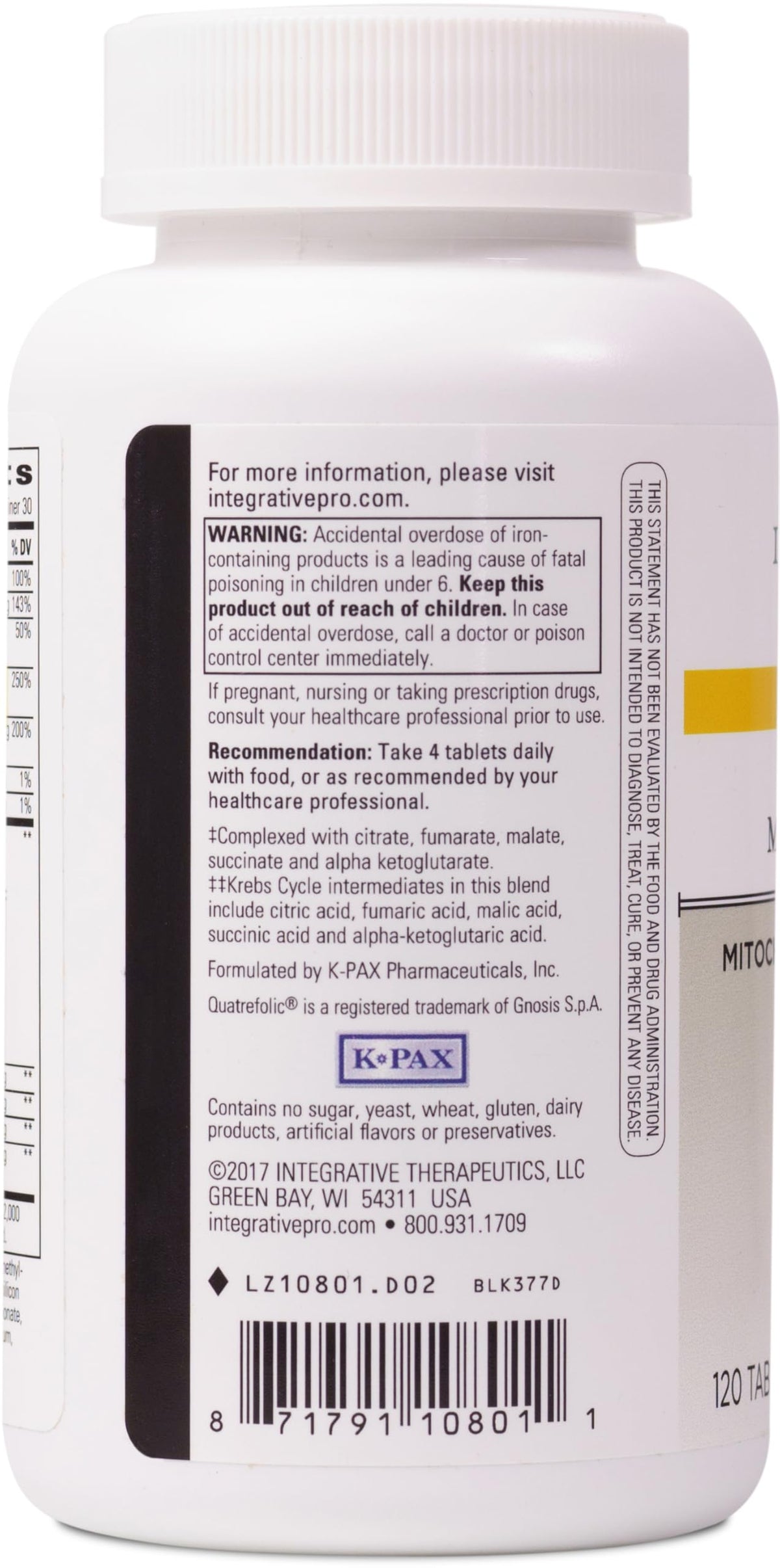 K-PAX MitoNutrients comprimés sur une surface blanche