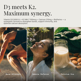 K2-D3 Max 125mcg + K2 MK-7 100mcg avec Calcium 210mg - vue arrière