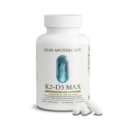 K2-D3 Max 125mcg + K2 MK-7 100mcg avec Calcium 210mg - vue avant