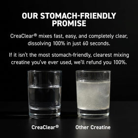 Kaged CreaClear créatine monohydrate 630g en poudre dans un verre d'eau