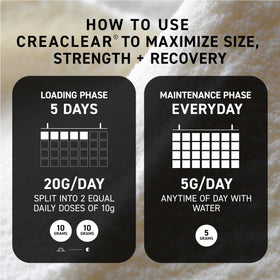 Kaged CreaClear créatine monohydrate 630g en poudre sur une cuillère