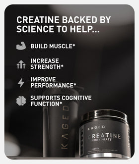 Kaged Créatine Monohydrate Poudre Micronisée 5000 mg dosage dans une cuillère