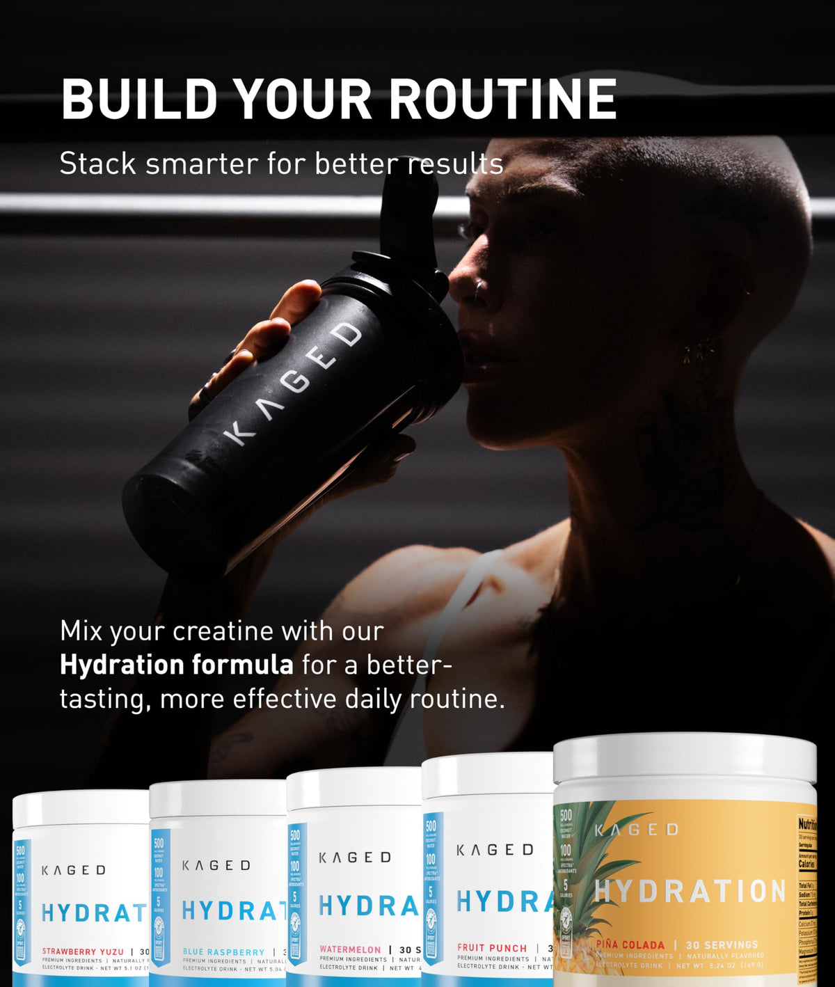 Kaged Créatine Monohydrate Poudre Micronisée 5000 mg en utilisation pendant l'entraînement