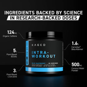 Kaged Intra-Workout Powder 381g vue de dos avec informations nutritionnelles