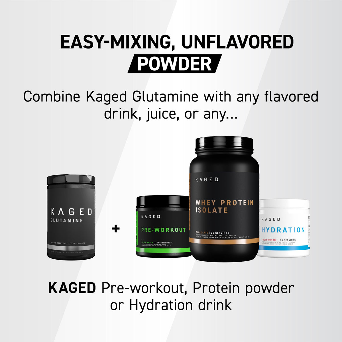 Kaged L-Glutamine Poudre 500g avec cuillère doseuse