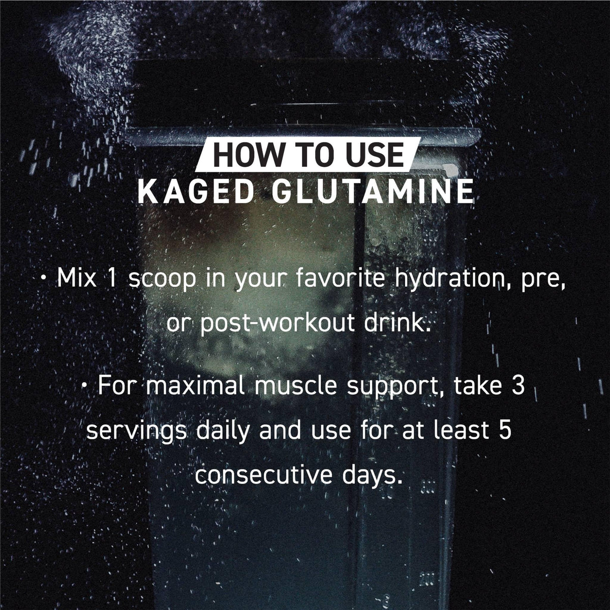 Kaged L-Glutamine Poudre 500g avec shaker de protéines