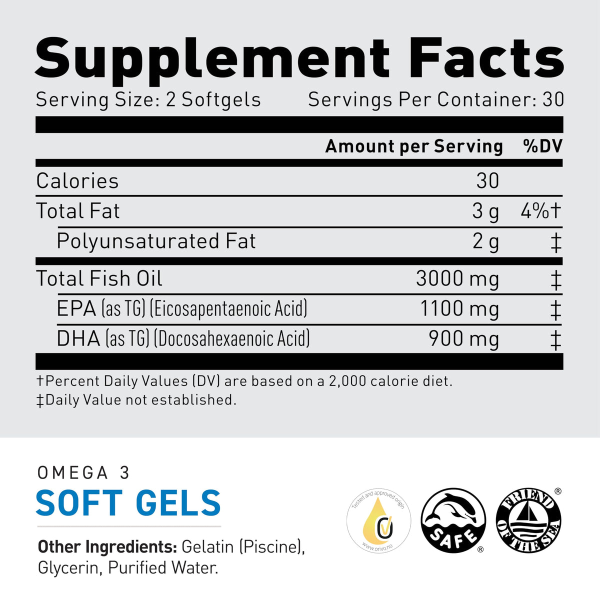 Kaged Omega 3 Huile de Poisson 3000mg gélules