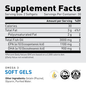 Kaged Omega 3 Huile de Poisson 3000mg gélules
