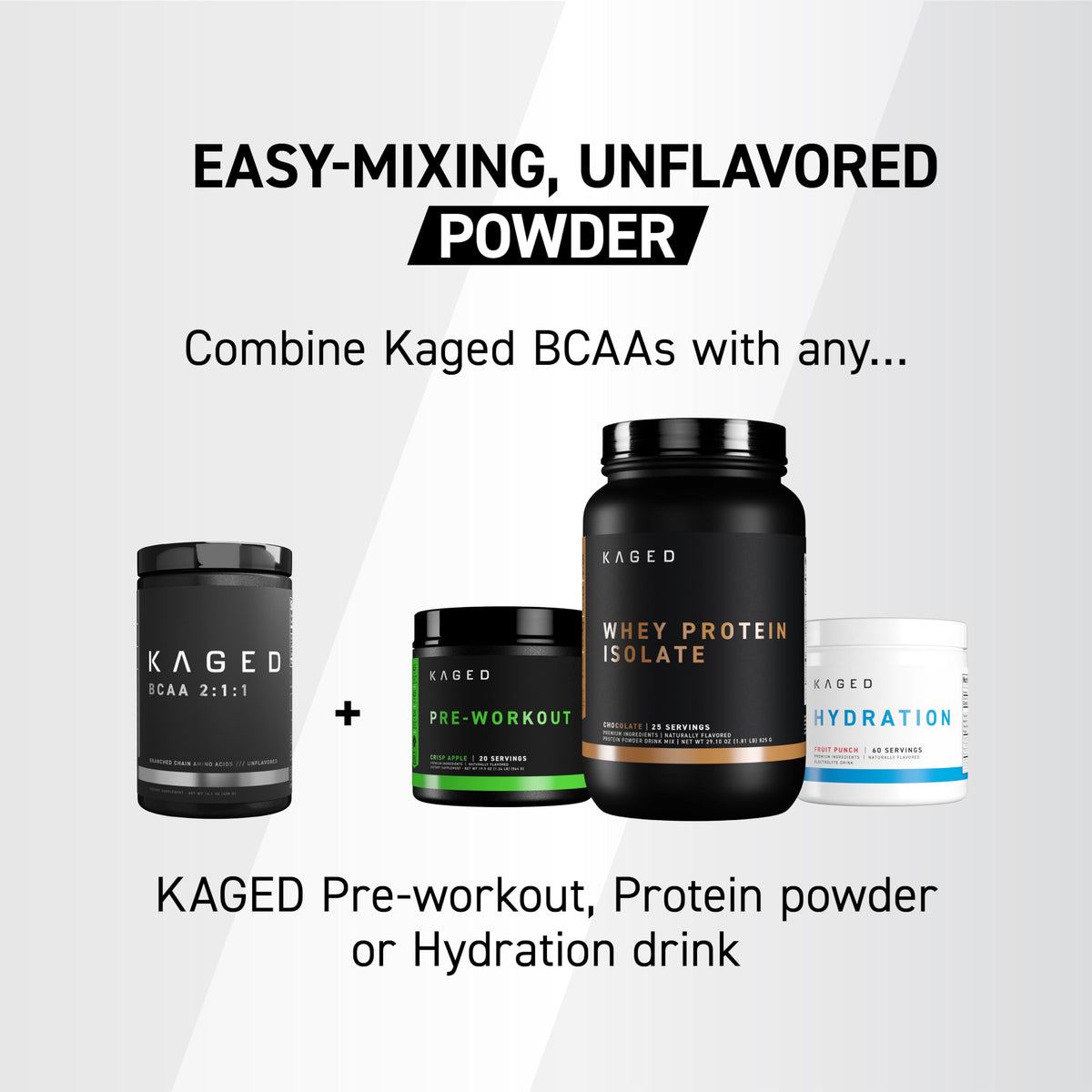 Kaged Poudre BCAA Végane 490g dans un shaker