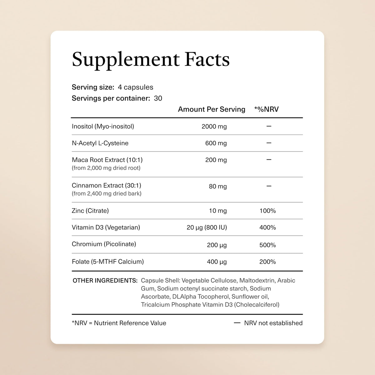 kailea Complexe Inositol 8-en-1 120 capsules avec étiquette visible