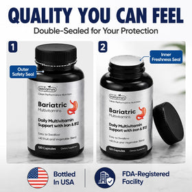 Kaitamin Multivitamines Bariatriques capsules liquides dans un verre d'eau