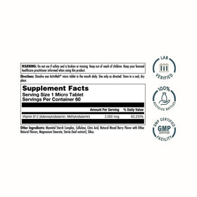 KAL B12 Methylcobalamine 2000 mcg micro-tablettes en gros plan