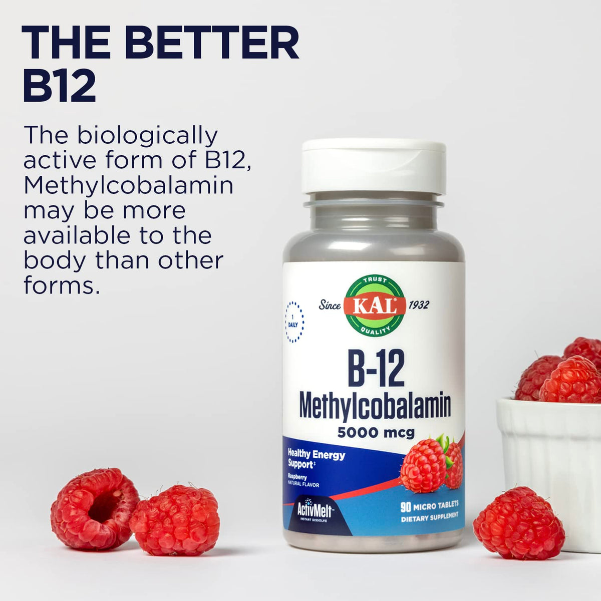 KAL B12 Methylcobalamine 5000 mcg micro-tablets in hand