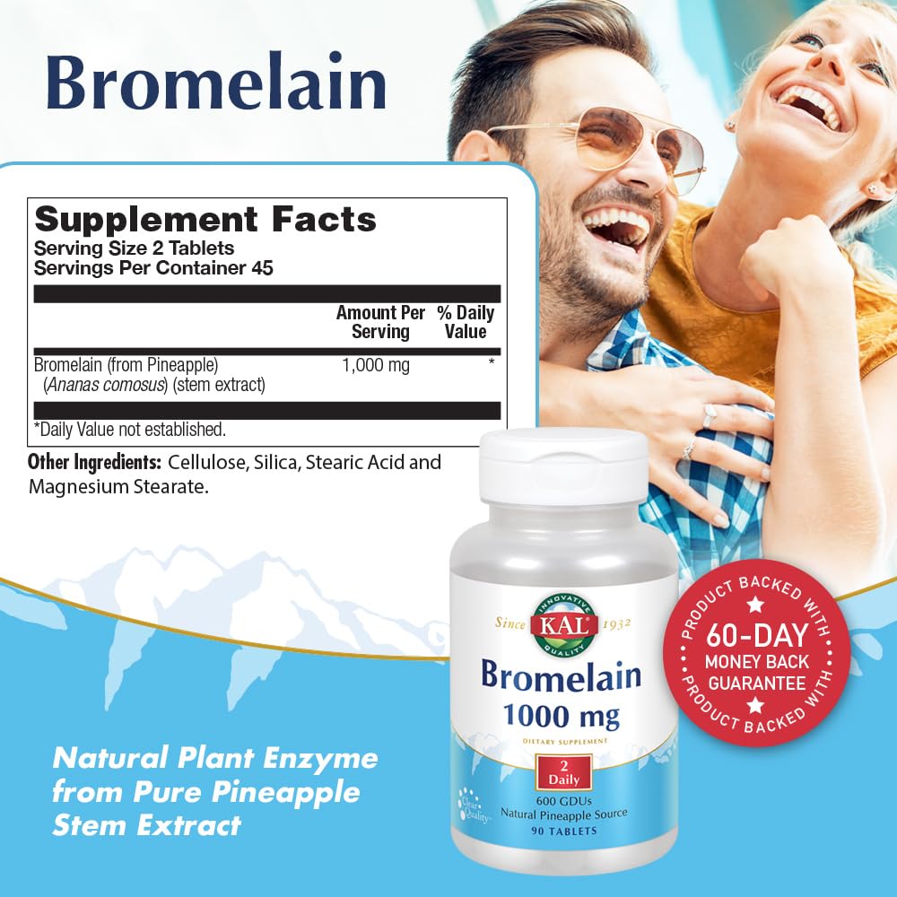 KAL Bromélaïne 1000 mg 90 comprimés vue de côté