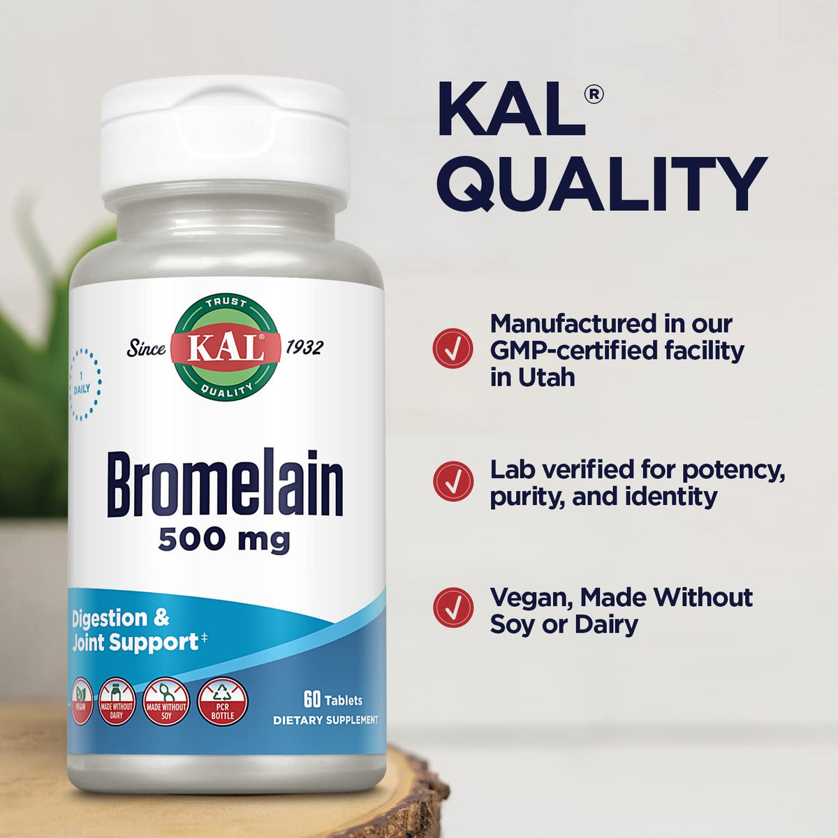 KAL Bromélaïne 500 mg, vue de côté de l'emballage