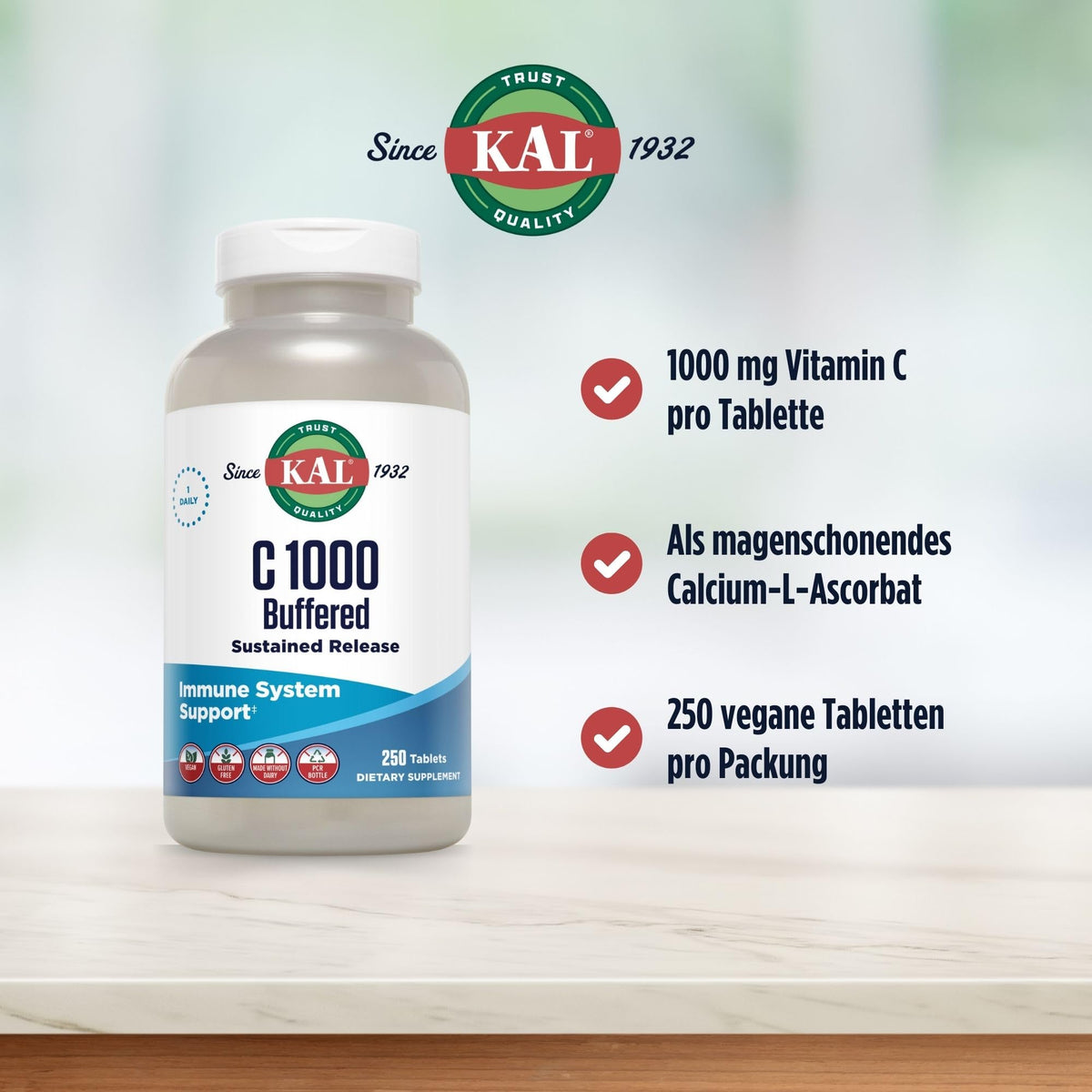 KAL C 1000 comprimés de vitamine C 1000mg, vue de côté