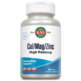 KAL Cal/Mag/Zinc comprimés de 1000mg de calcium, 400mg de magnésium et 15mg de zinc, vue de face