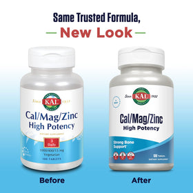KAL Cal/Mag/Zinc emballage montrant les spécifications du produit