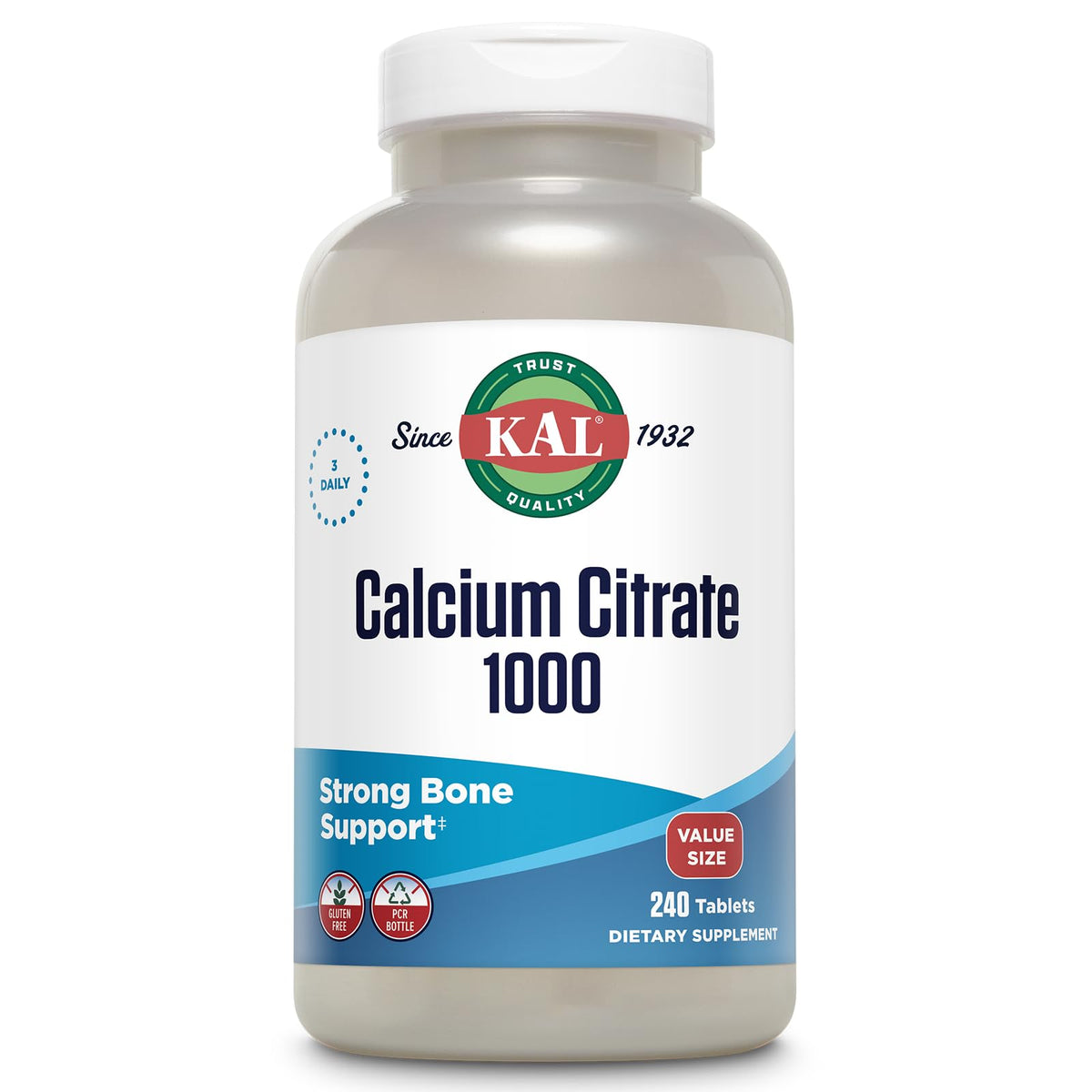 KAL Calcium Citrate 1000 mg 240 comprimés vue avant