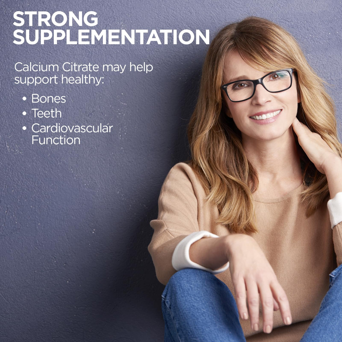 KAL Calcium Citrate 1000 mg comprimés dans un verre
