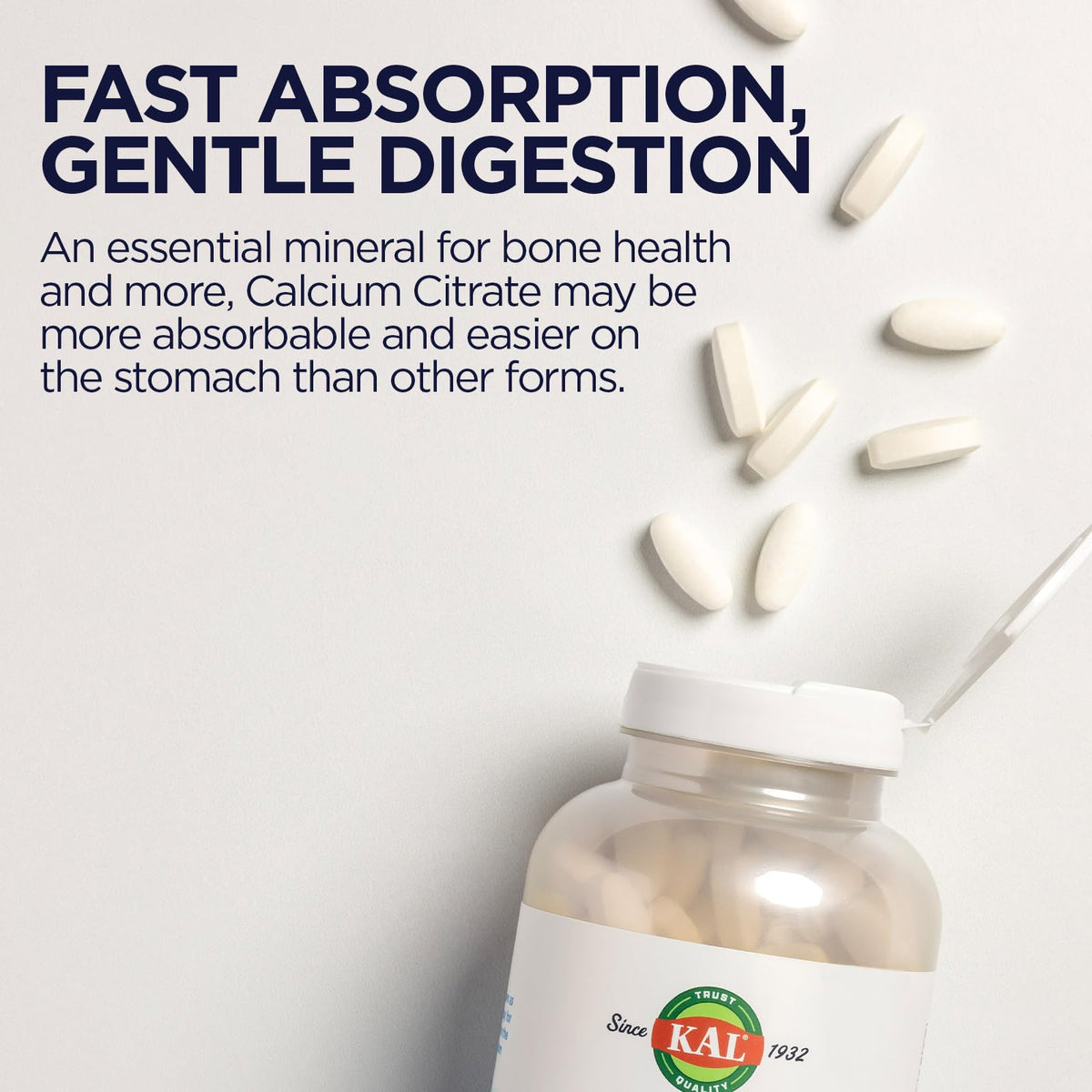 KAL Calcium Citrate 1000 mg comprimés sur une table